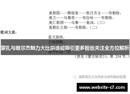 蒙扎与维尔杰魅力大比拼谁能吸引更多粉丝关注全方位解析 蒙扎与维尔杰魅力大比拼谁能吸引更多粉丝关注全方位解析